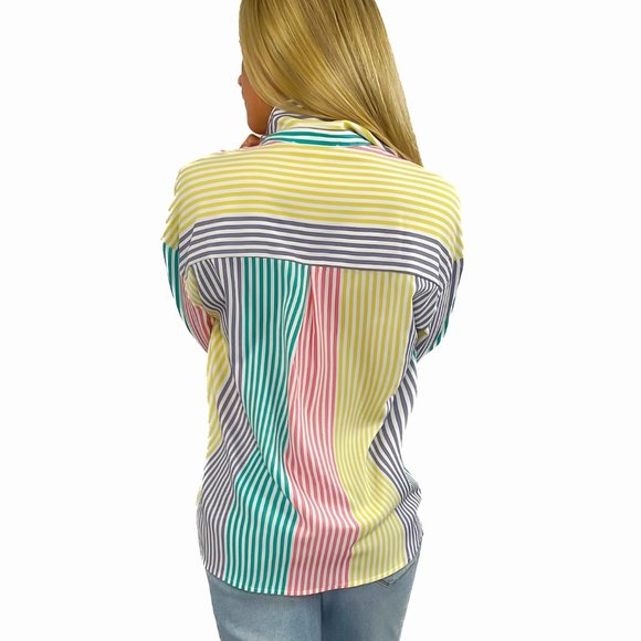 Long-Sleeve Color Block Blouse- Multi - Picture 4 of 4